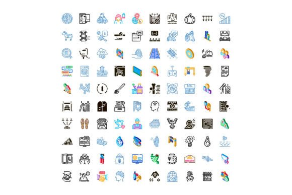 Business Technology Flat Line Icons Coll: Clean, Versatile Icons for Real Work