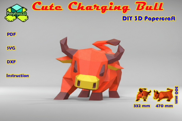 Cute Charging Bull DIY 3D Papercraft