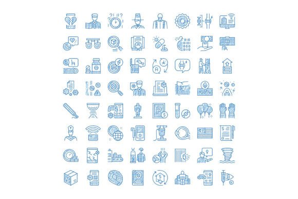 Diverse Blue Outline Drawings Illustrati: Clean, Inclusive Vector Icons for Real-World Projects