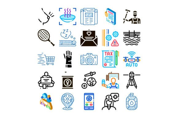 Diverse Collection of Modern Outline Gly