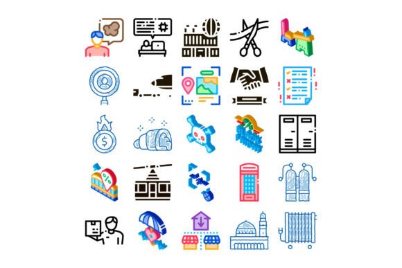 Diverse Icons Covering Business, Finance: A Strategic Asset for Modern Digital Communication