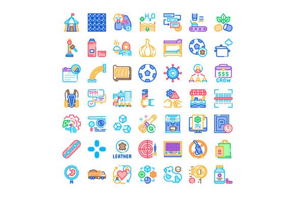 Diverse Line Icons Collection Representi