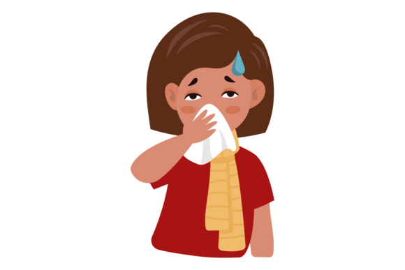 Girl with Rhinitis, Fever and Sneeze. Fl: Understanding Flu Symptoms in Children and How to Respond Effectively