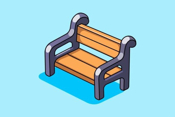 Isometric Park Bench Vector Illustration