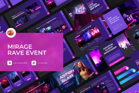 Mirage Rave Event PowerPoint Template