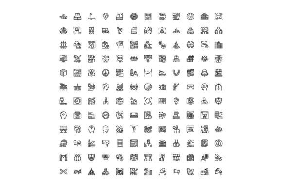 Outline Icon Set Illustrating Business W