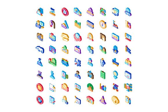 Set of Colorful Isometric Business and E: A Modern Visual Language for Clarity and Connection