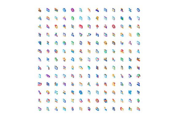 Set of Diverse Isometric Icons Represent Modern Visual Communication at Scale